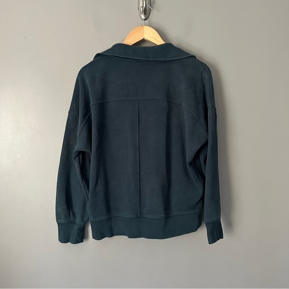 Athleta Nordic Teal 1/4 Zip Funnel Neck Cozy Karma Sweatshirt - Picture 7 of 7